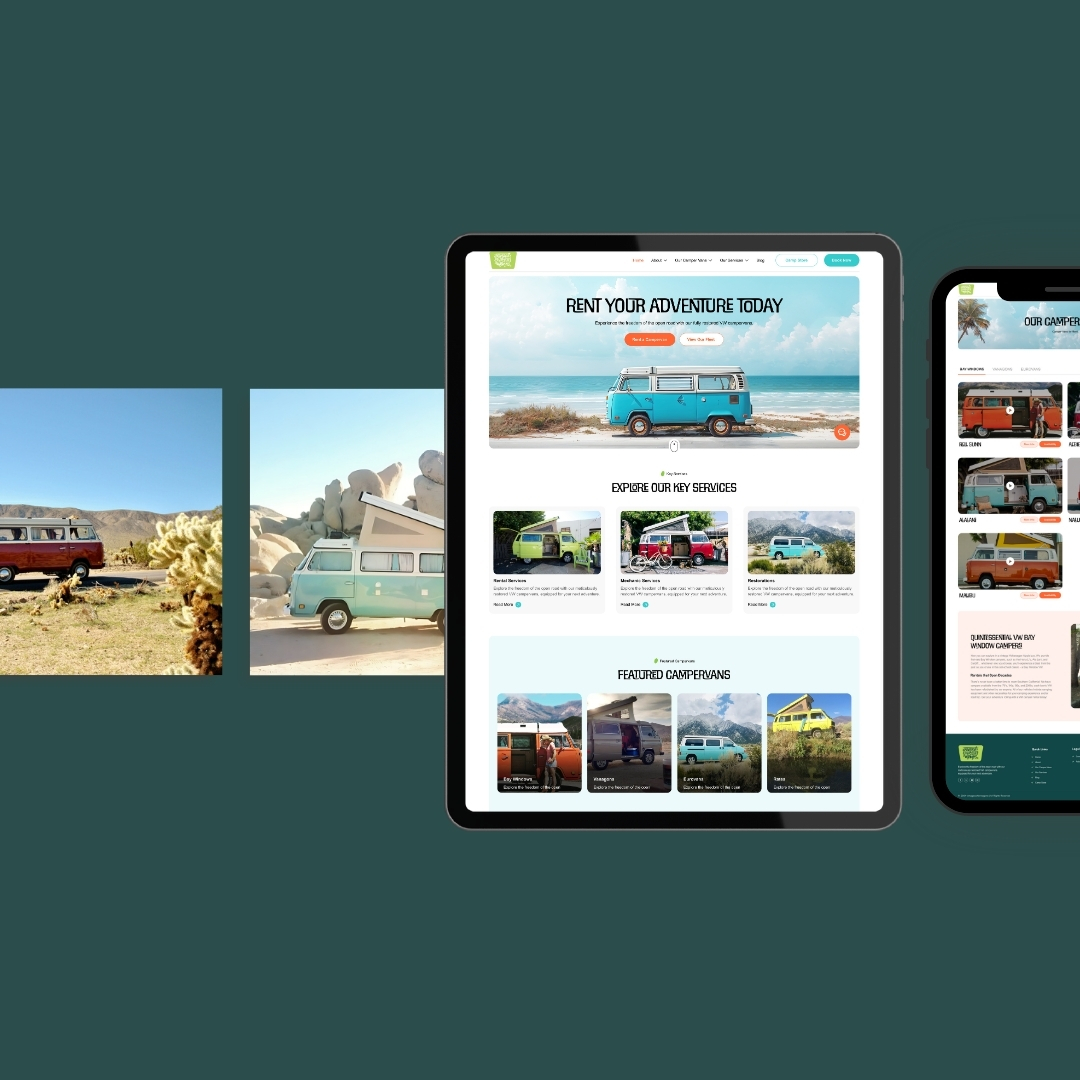 Vintage Surfari Wagons VW camper rental booking site.