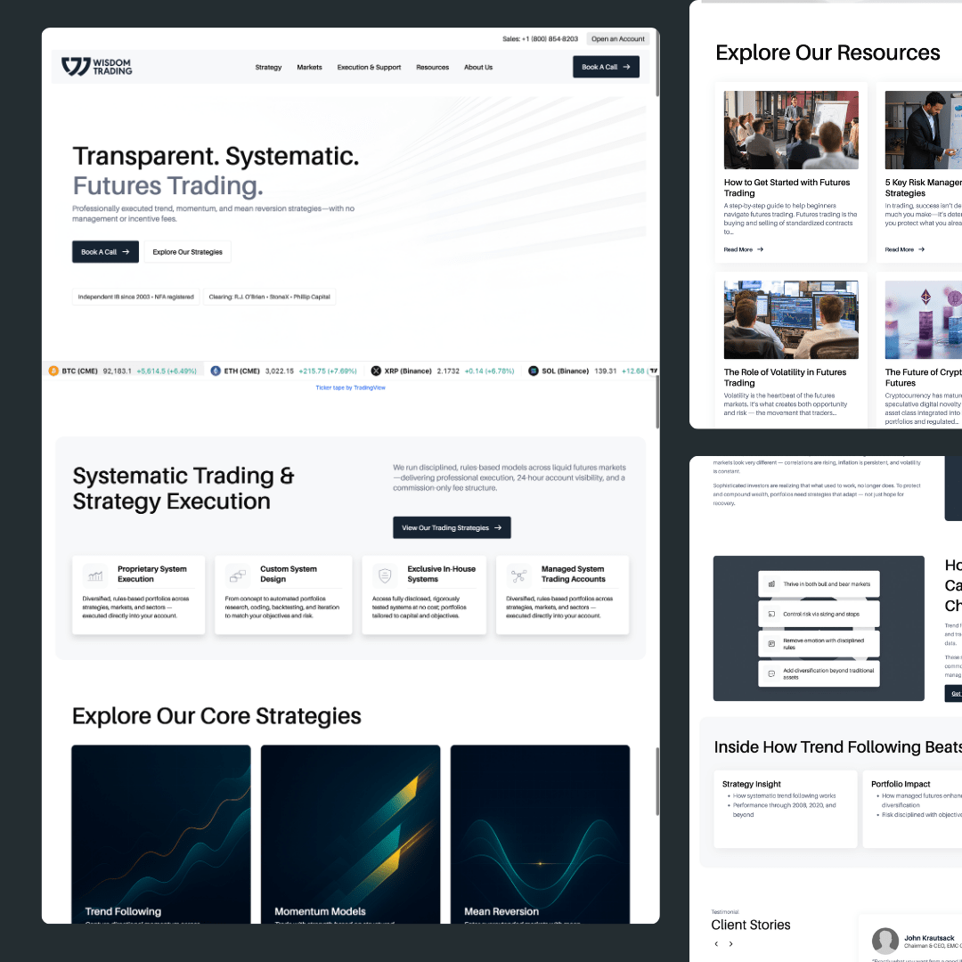 Wisdom Trading website by Tusk Creative Studios
