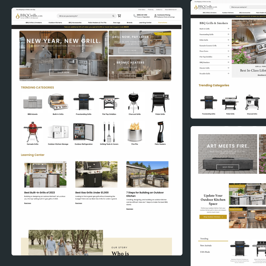 BBQGrills.com grill and outdoor-living eCommerce storefront.