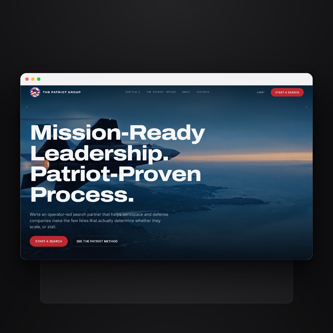 The Patriot Group website by Tusk Creative Studios.