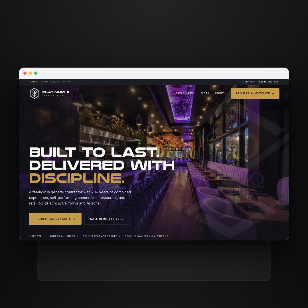 Platinum X Construction project by Tusk Creative Studios.